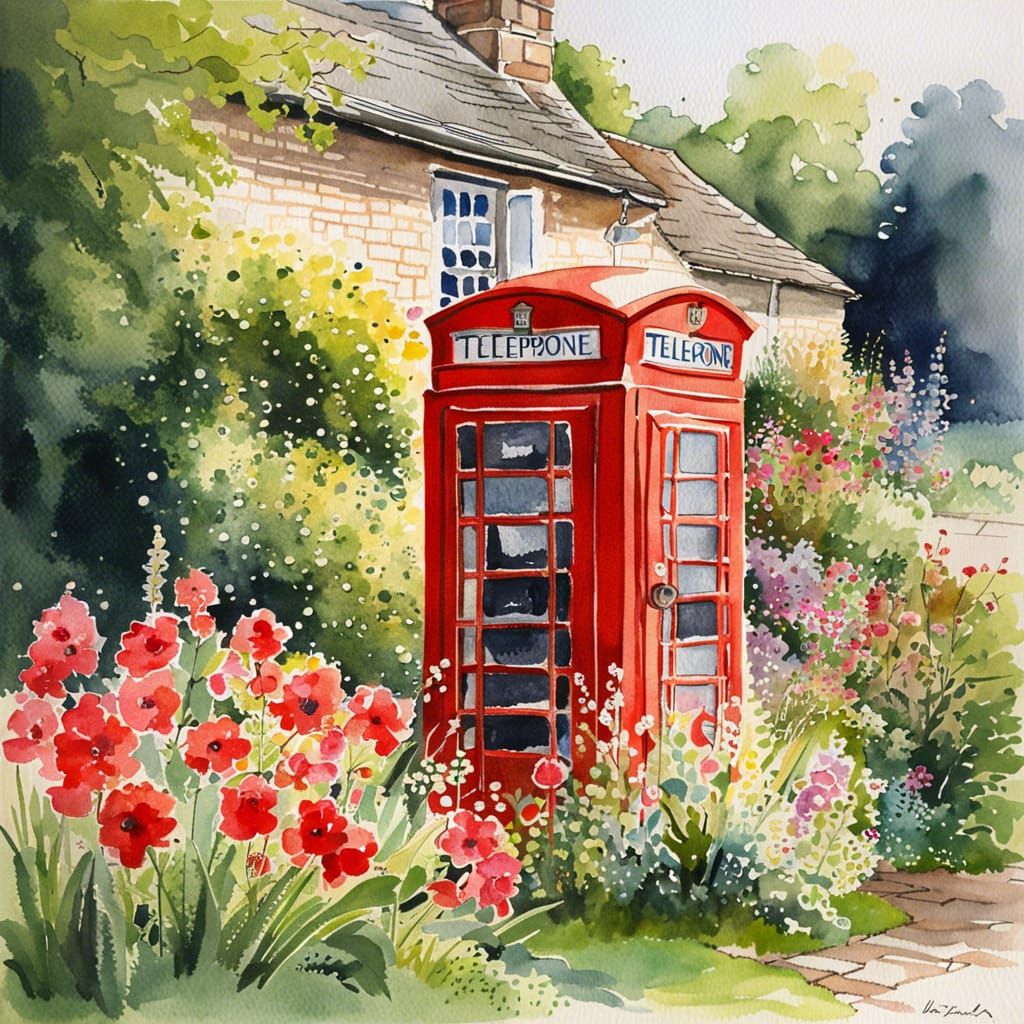 Charming Cotswolds Village Watercolor Painting