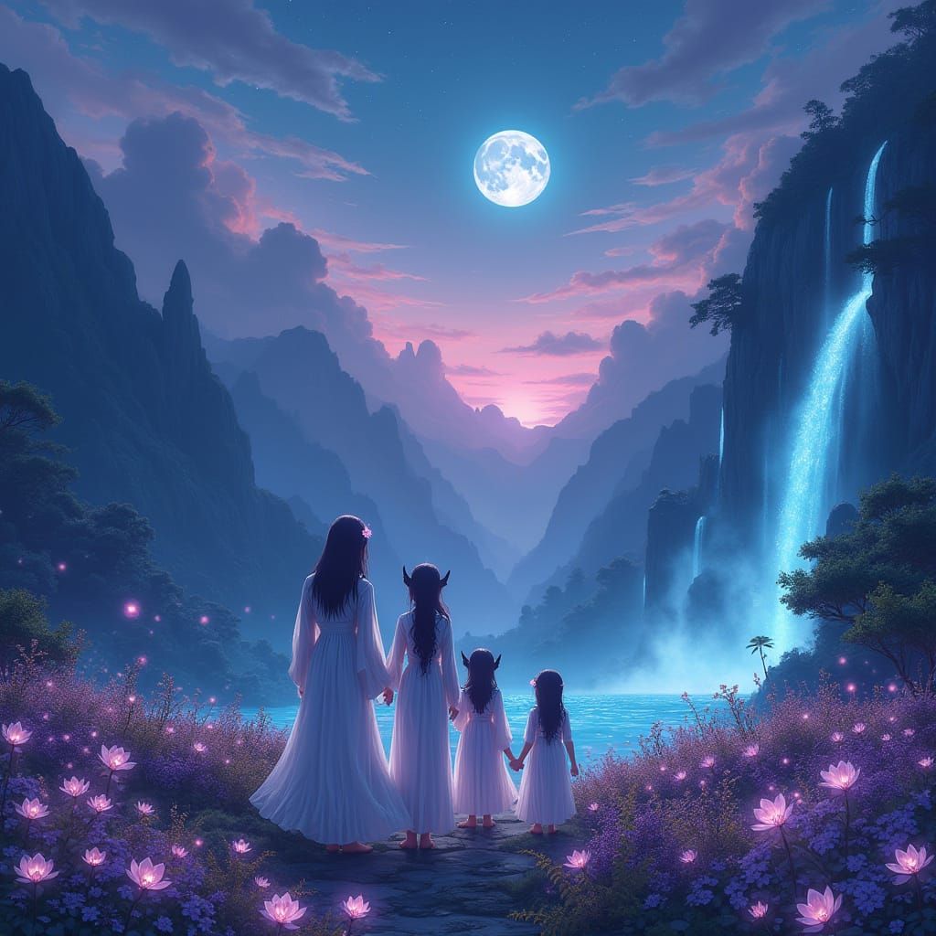 Interdimensional Garden with Bioluminescent Plants, Digital ...