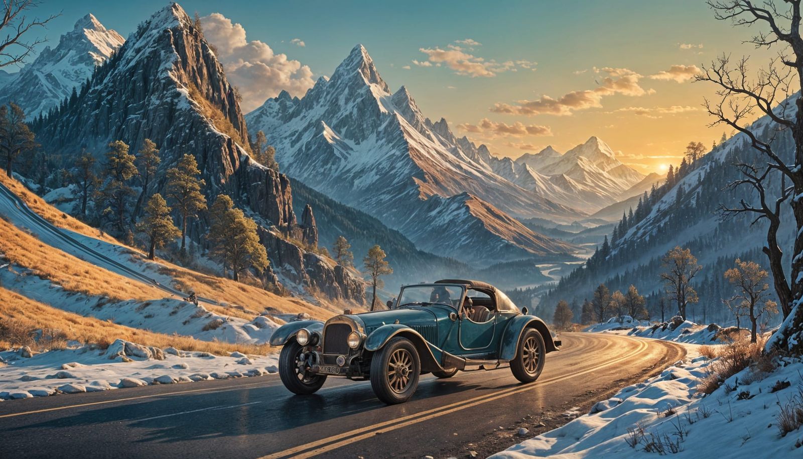 Elven Racecar on Misty Mountain Road