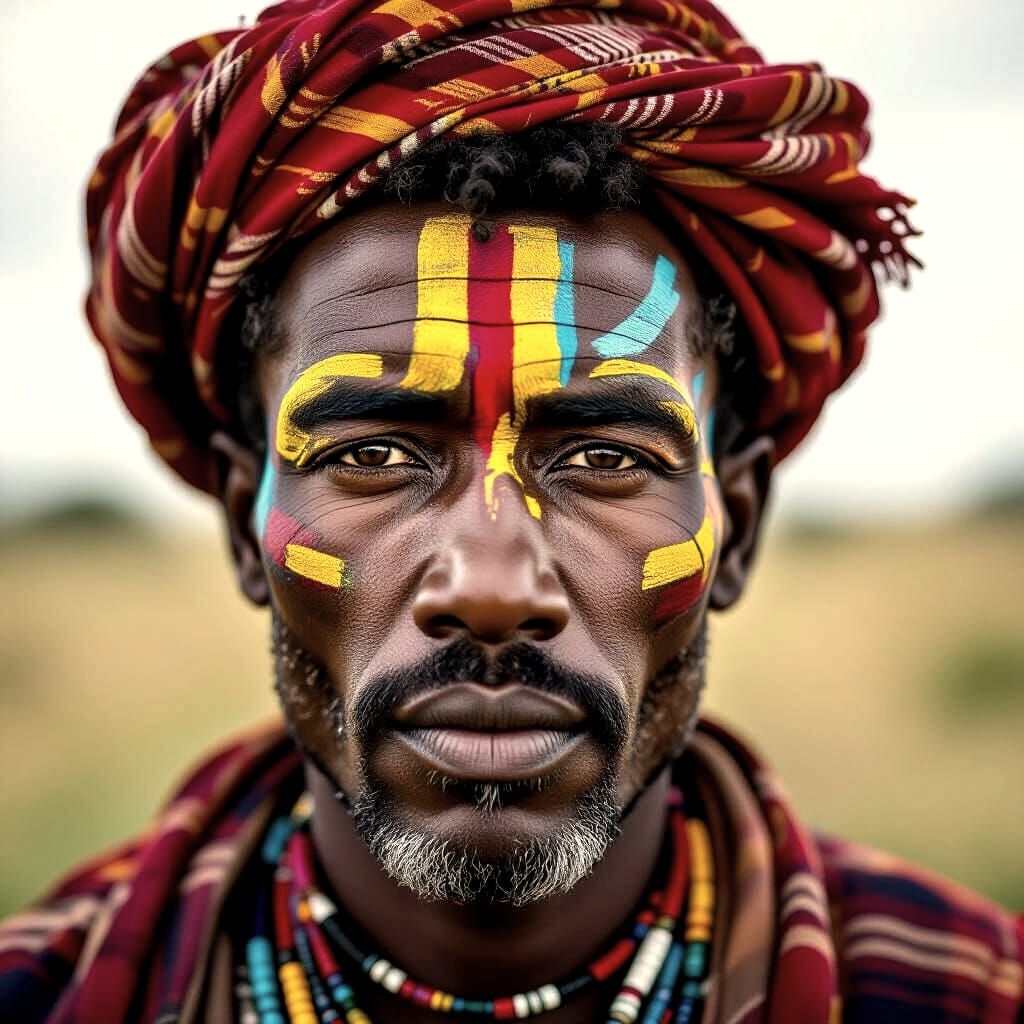 Maasai Portrait with Traditional Face Paint