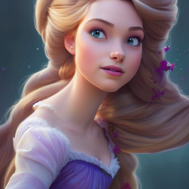 Rapunzel Portrait in Art Nouveau Style, Detailed 8K