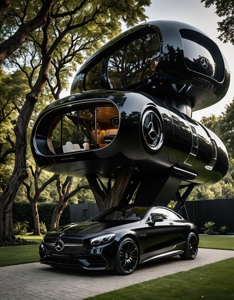 Futuristic Mercedes Smart Home with Flying Coupe