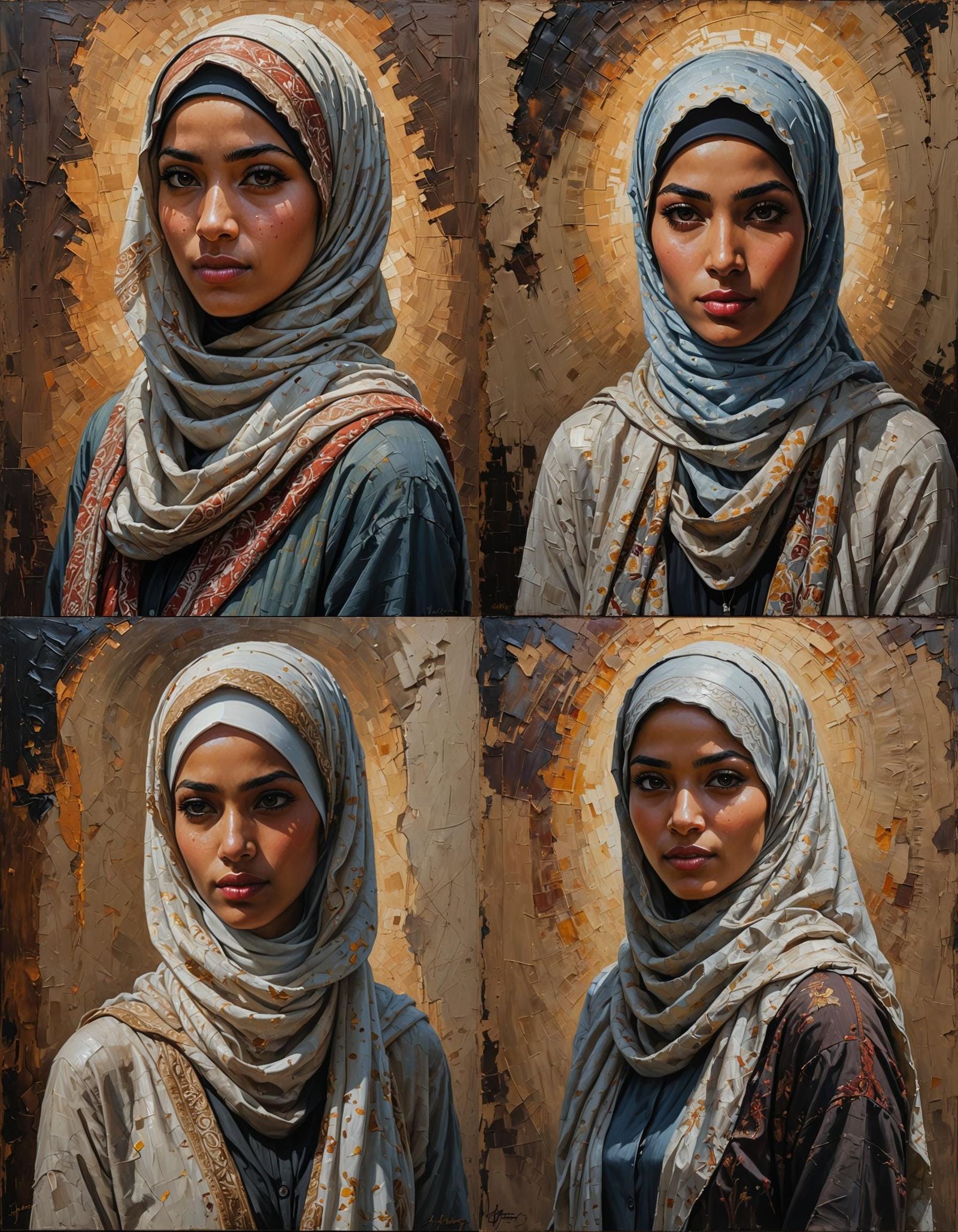 Girl in Hijab: Dramatic Impasto Oil Painting