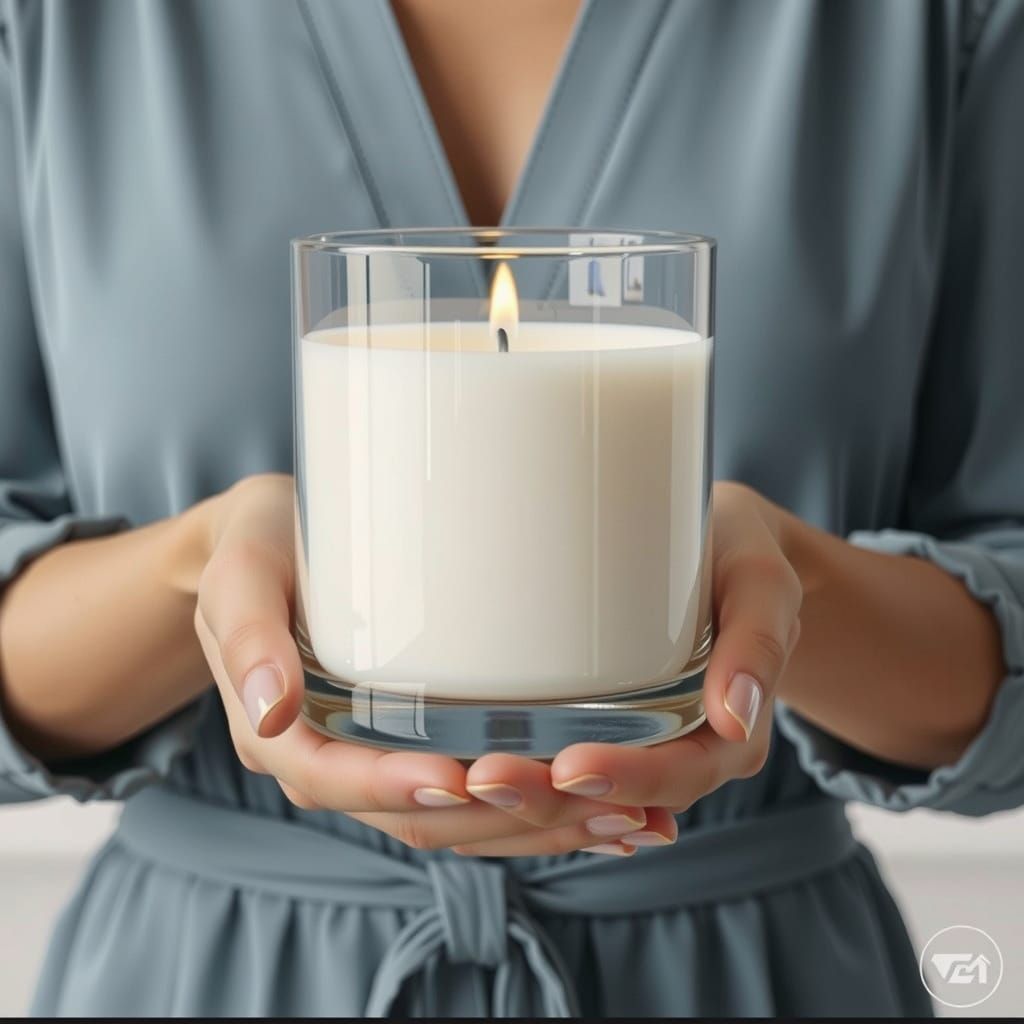 Elegant Hands Cradling Candle in Photorealistic Rendering