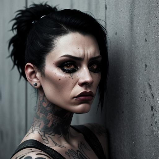 Hyperrealistic Punk Girl Crying Portrait