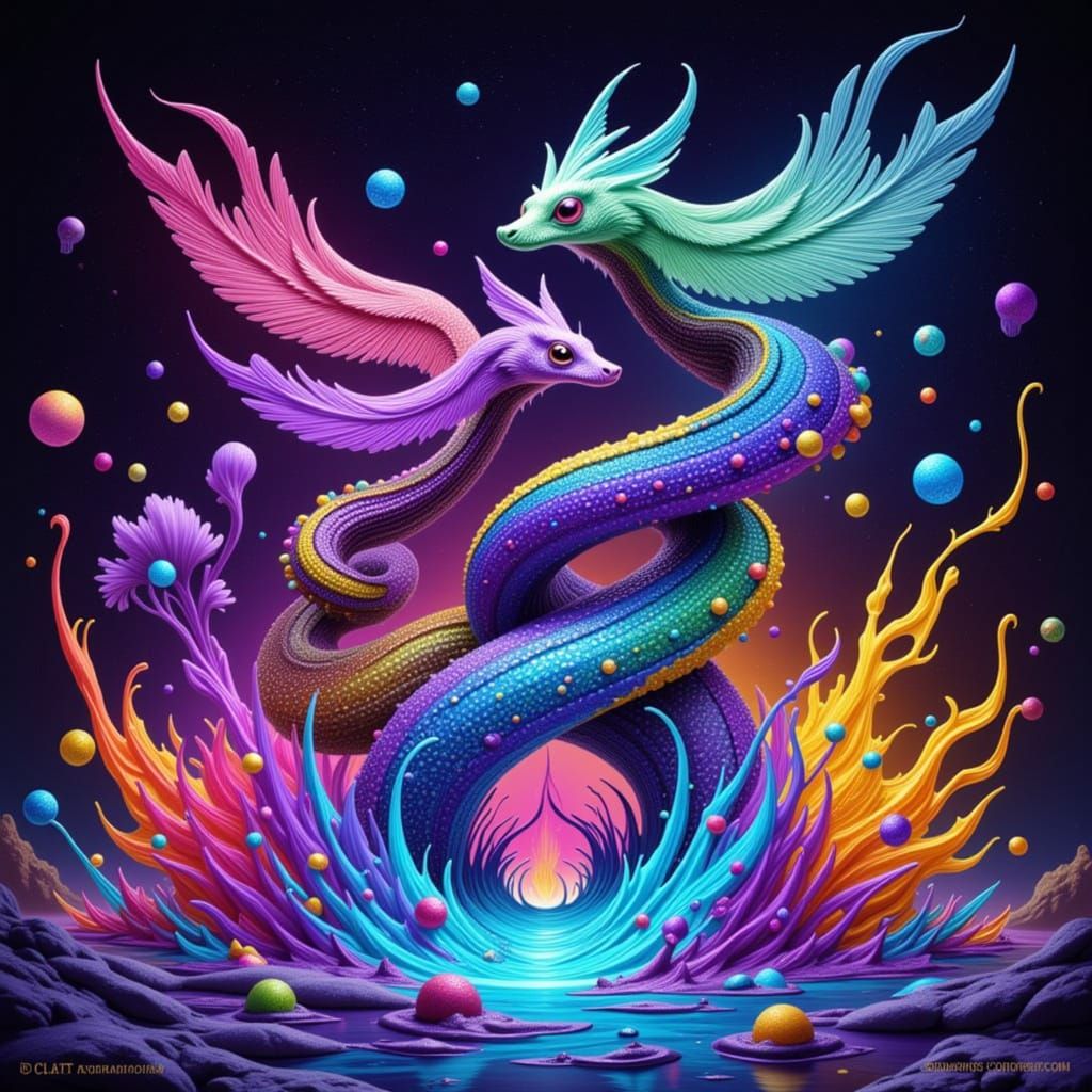 Psychedelic Electric Swarm Depicting Universal Flow