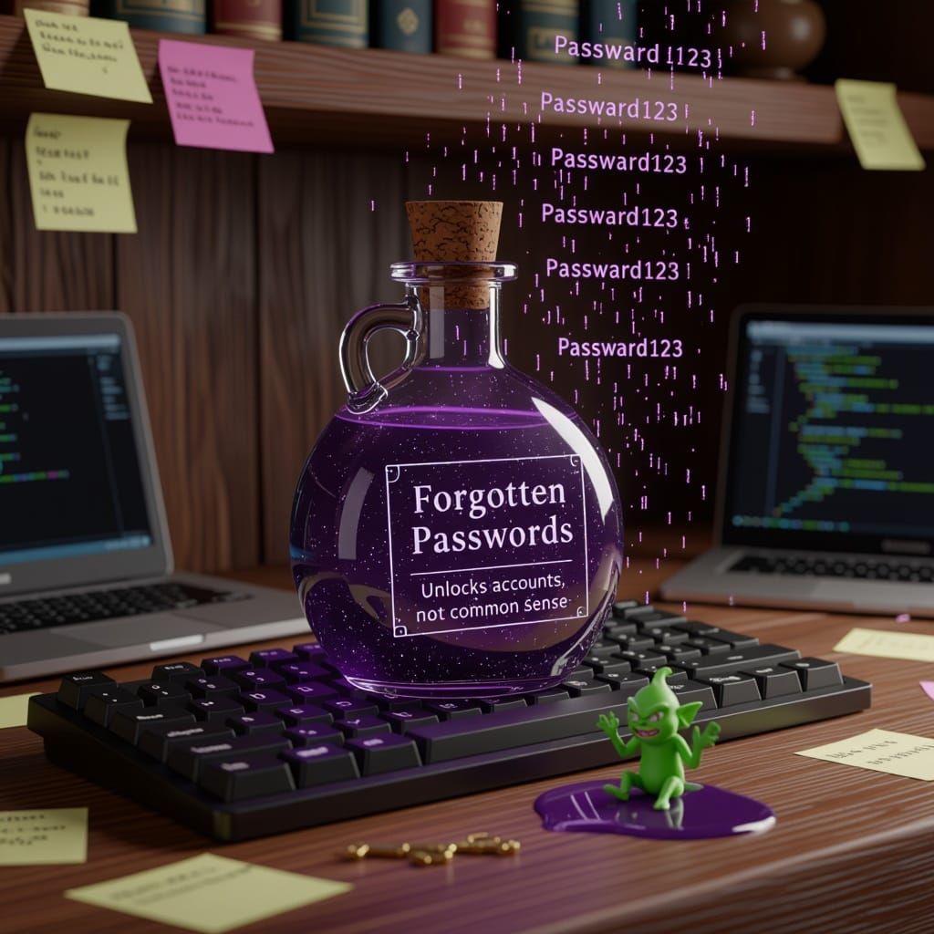 Magical Forgotten Passwords Potion on Wizard's Shelf