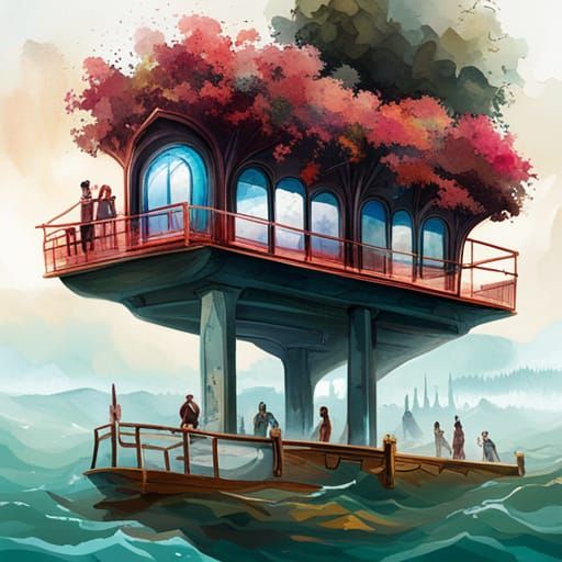 Enchanted Pink Forest with Flying Animals in Graffiti Art