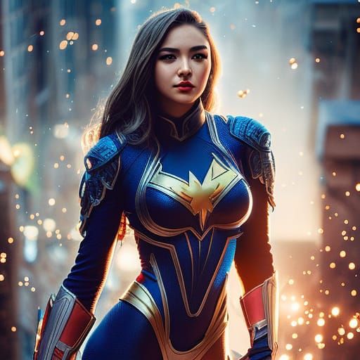 Superhero Woman Portrait in Jimenez and Guweiz Style