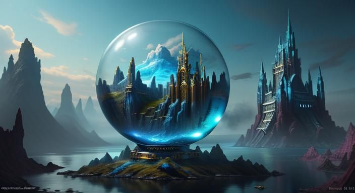 Asgard Inside Glass Sphere: 3D Concept Art
