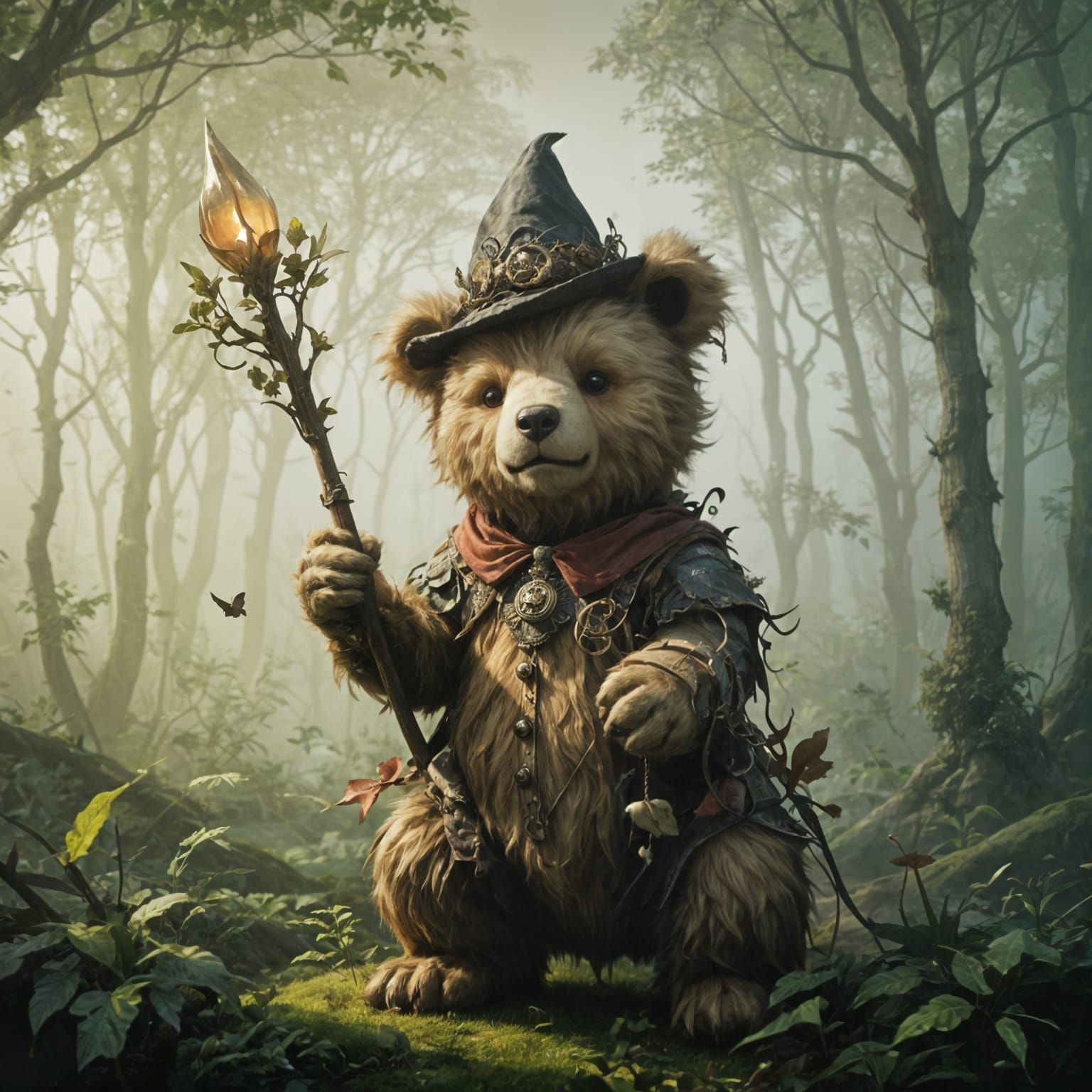 Fantasy Teddy Bear Sculpture in Ellen Jewett Style