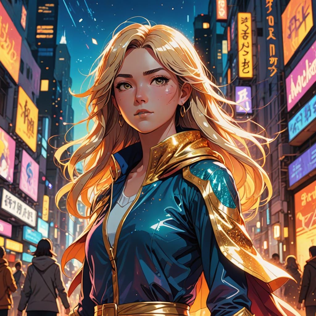 Magic Girl in City, Graphic Novel Art Style