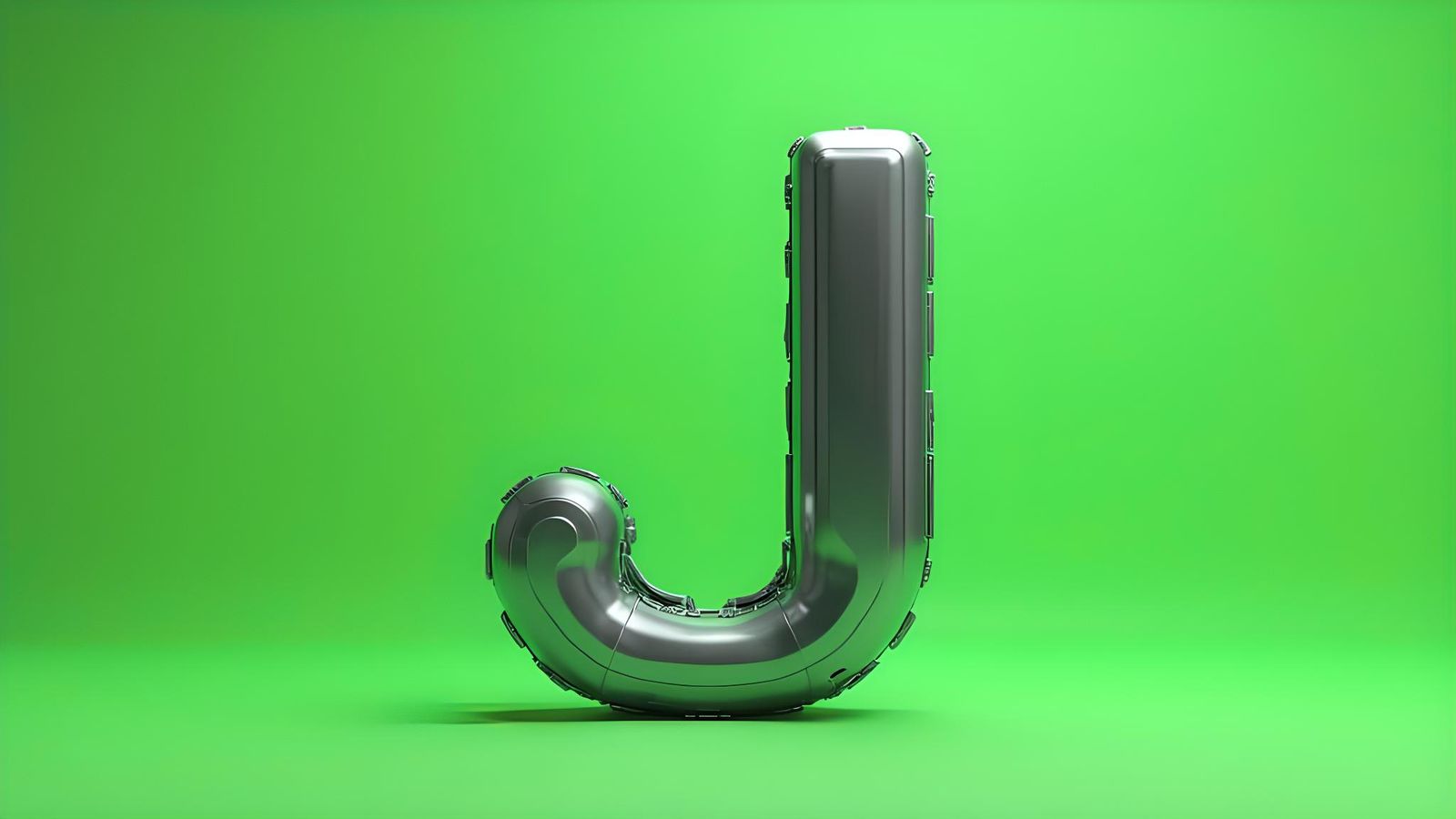 Letter-J Robot Assistant in Retro-Futuristic Style