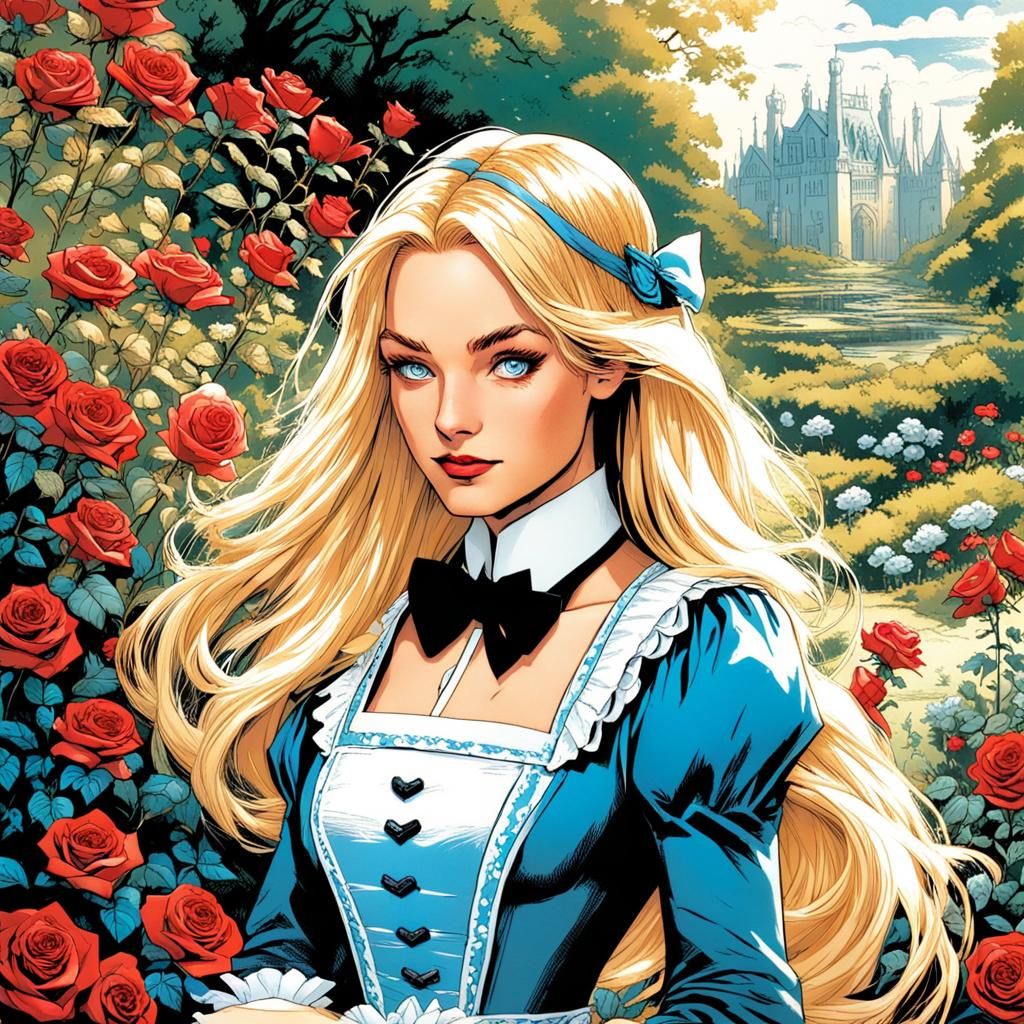 Alice in Wonderland in Comic Book Style