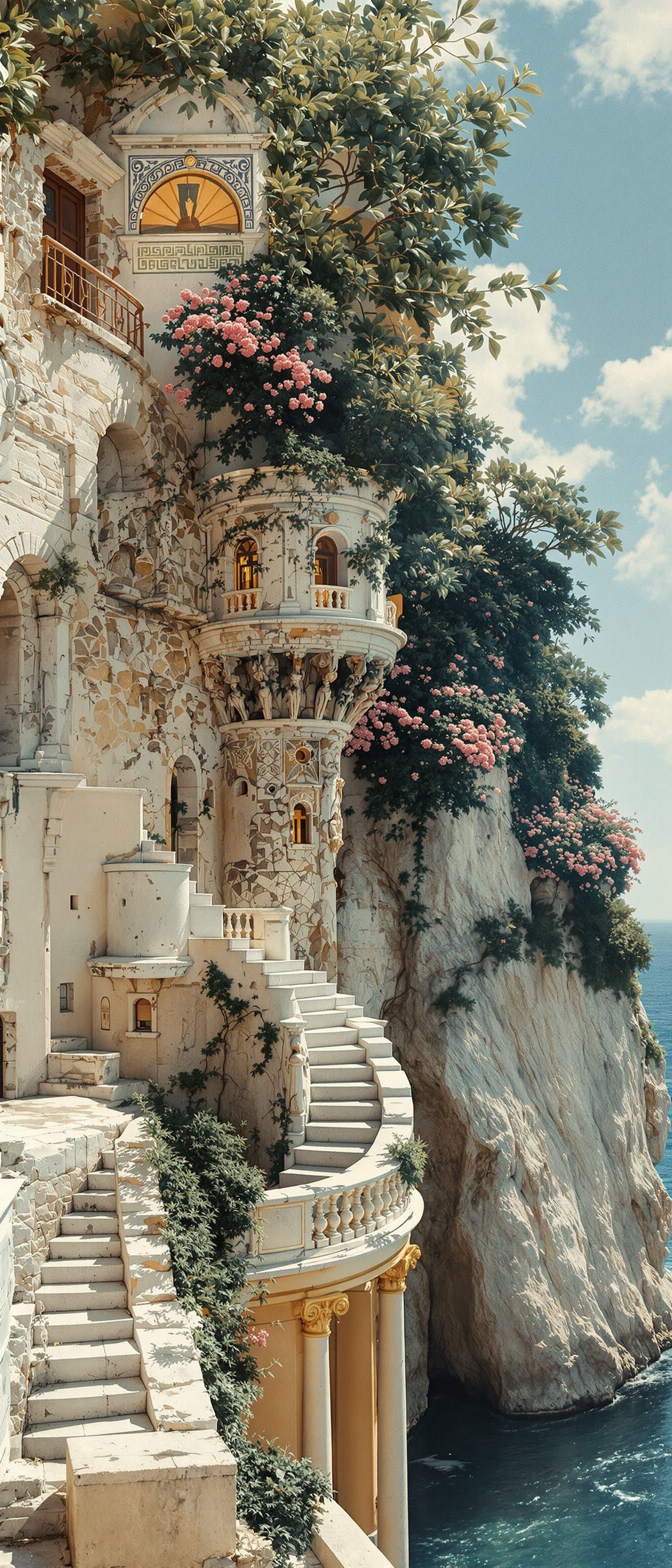 Ancient Cliff Fortress and Olive Branch Double Exposure