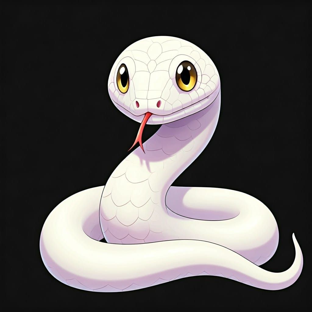 Adorable White Snake in Anime Style