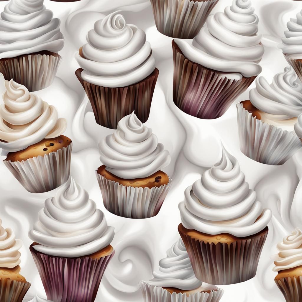 Adorable Fur-Trimmed Cupcake: Detailed Digital Illustration