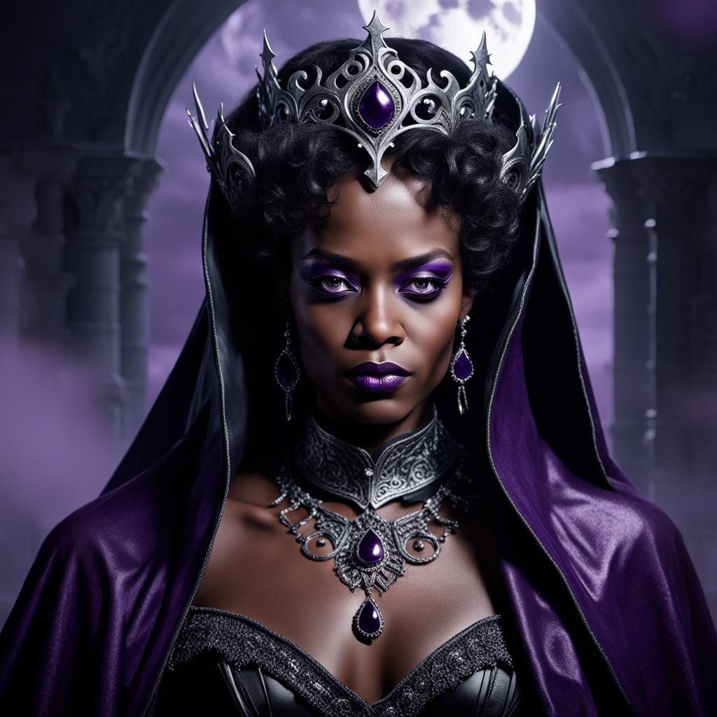 Wicked Queen Grimhilde in Dark Leather Attire