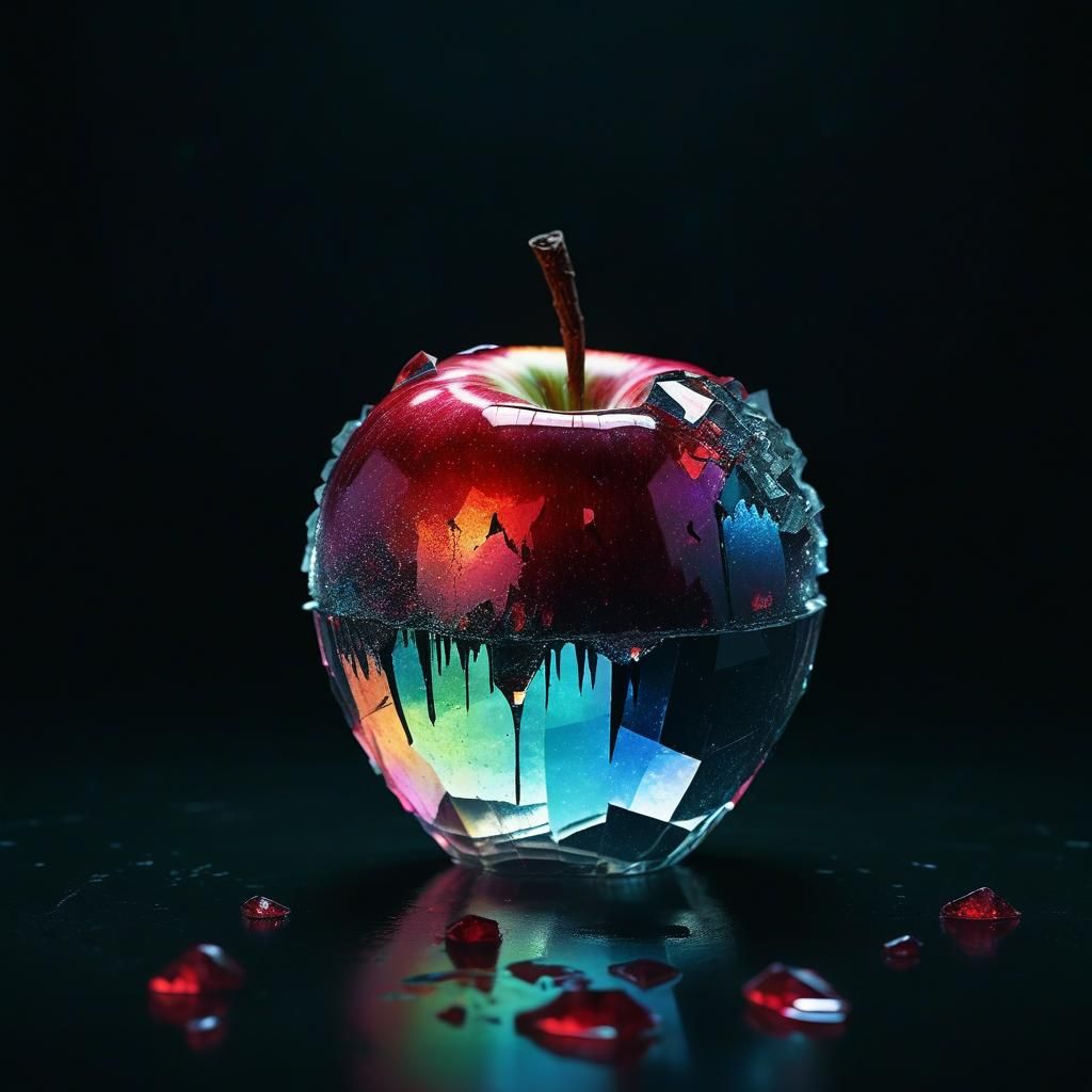 Surreal Crystal Apple with Jewel
