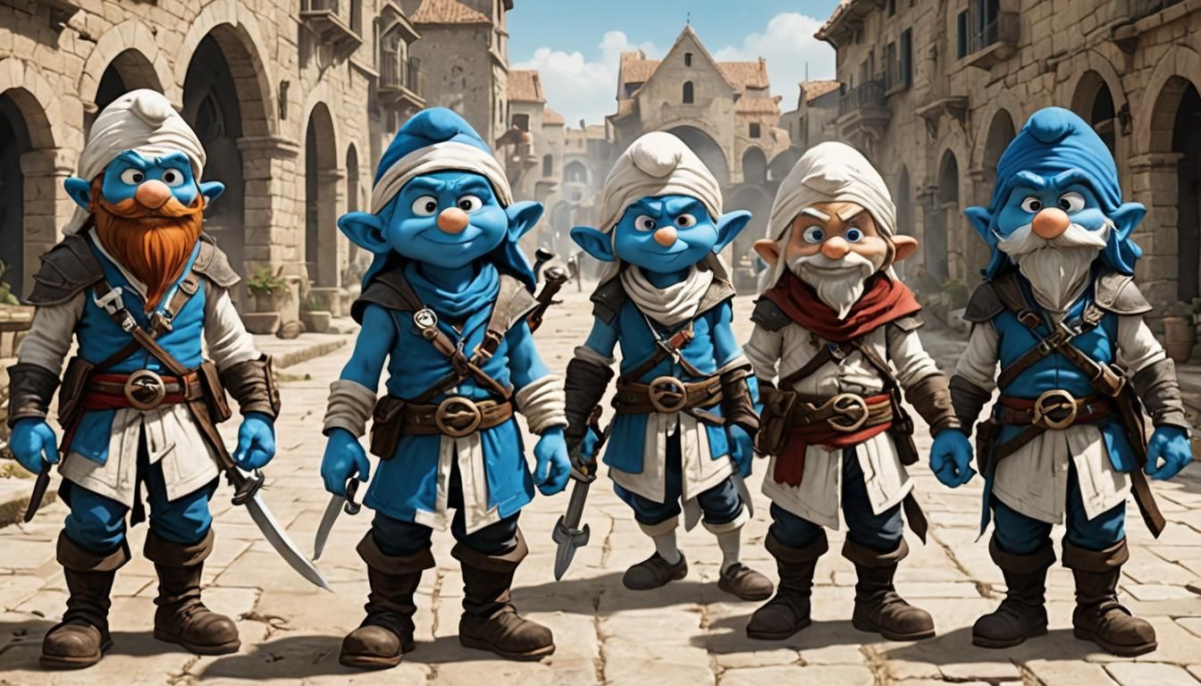 Smurfs as Assassin's Creed Characters