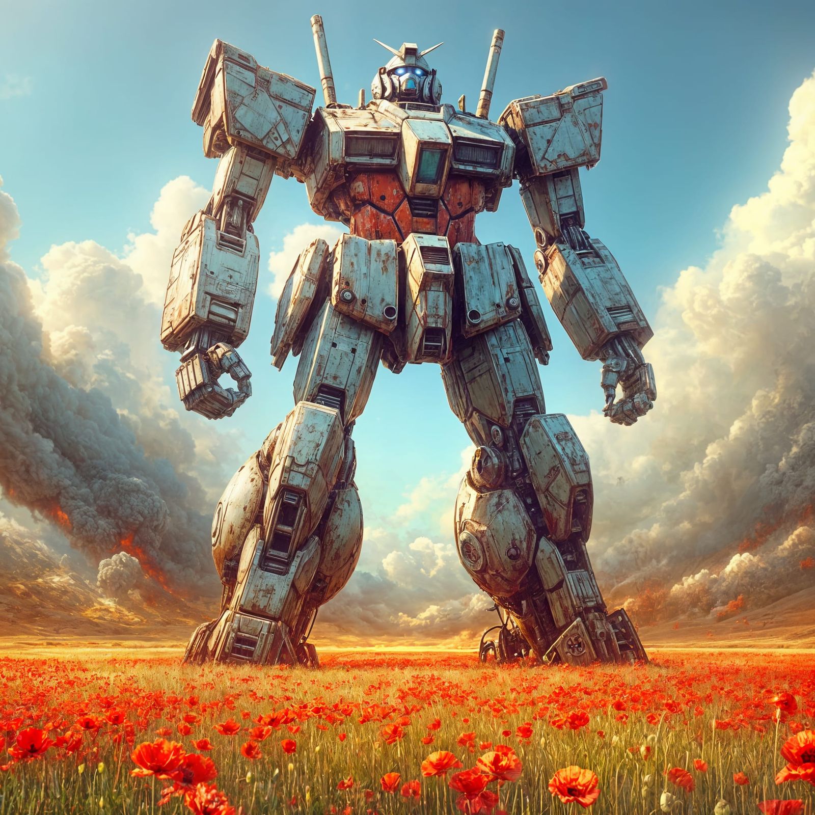 Ancient Futuristic Guardian in Anime Style