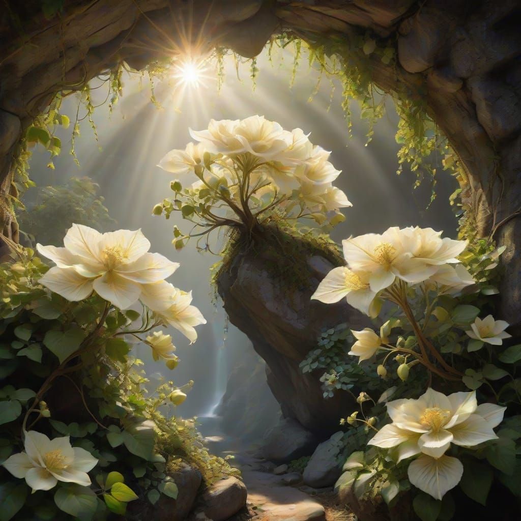 Surreal Fractal Bears Dance Amidst Vibrant Floral Delights