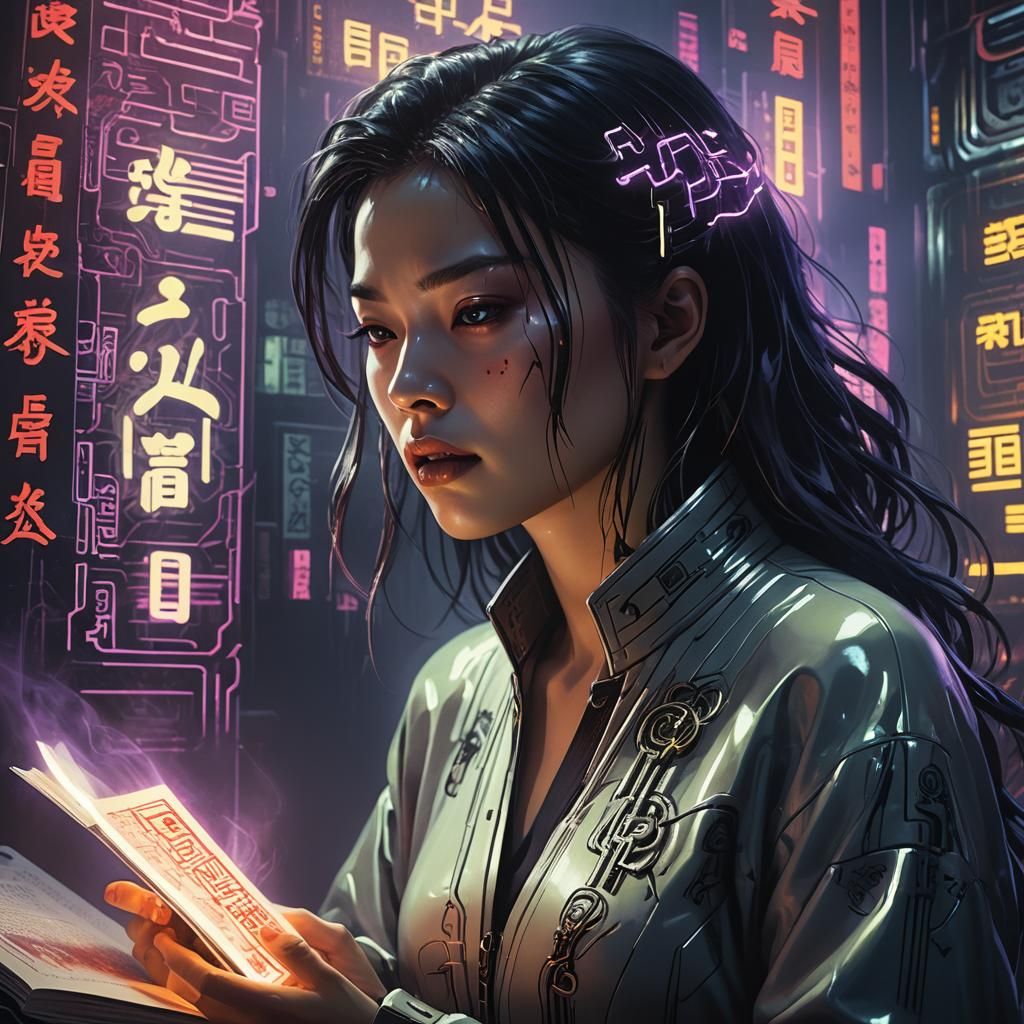 Cyberpunk Spirit Duplication in Dystopian High-Tech Lab