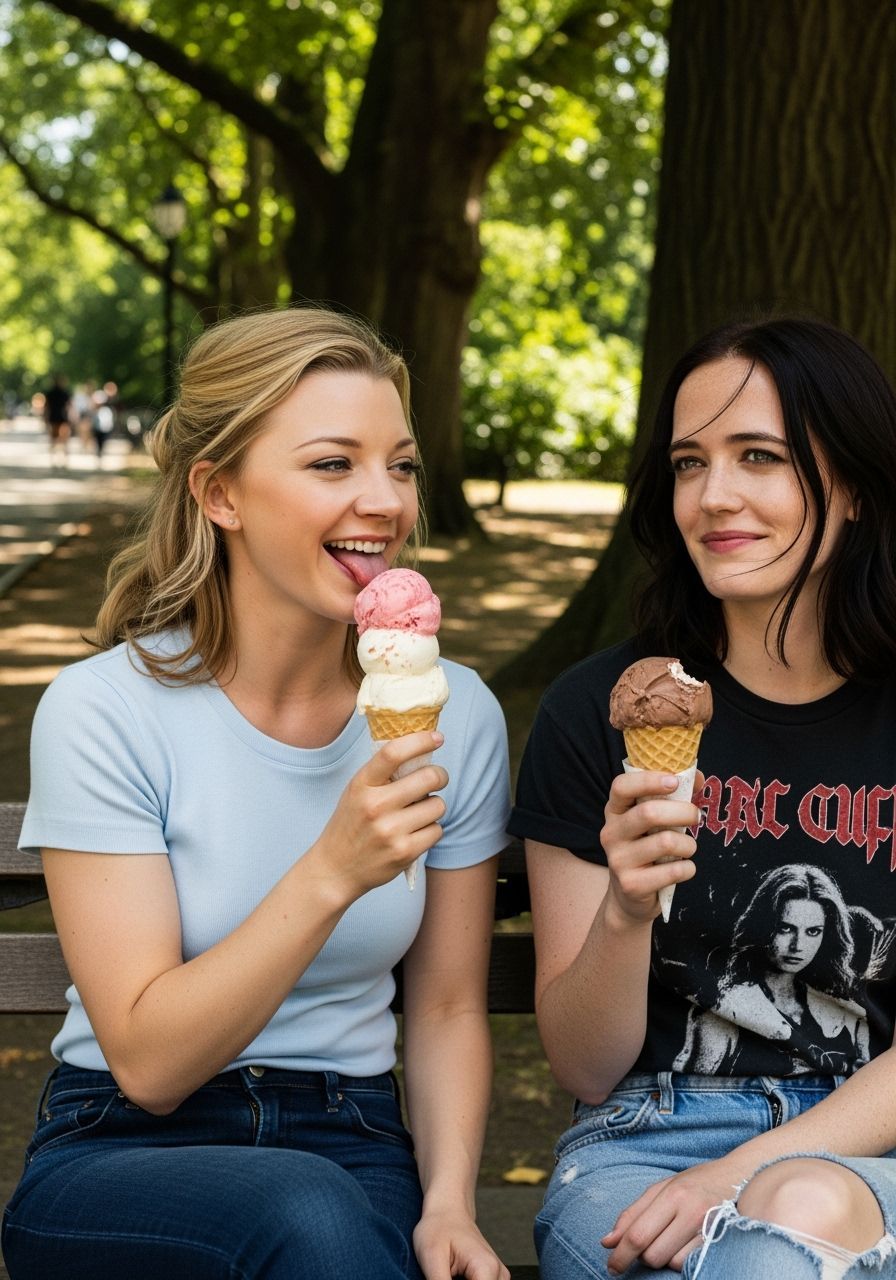 Natalie Dormer and Eva Green Enjoy Ice Cream in Stanley Park