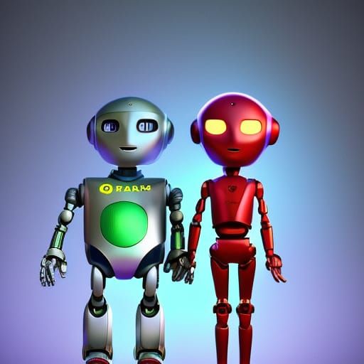 Boy and Girl Robots: 3D Digital Art