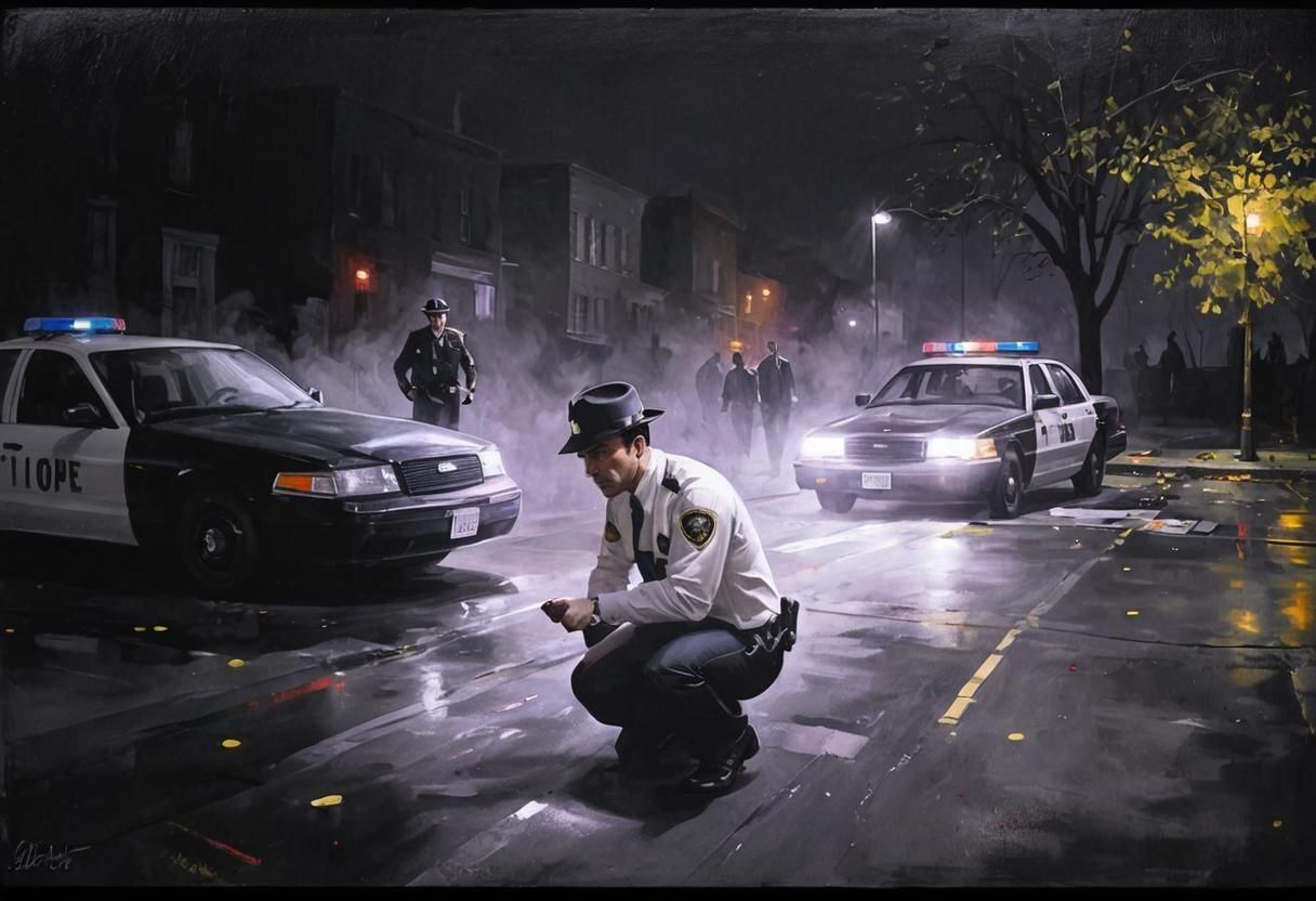 Noir Crime Scene Painting: Secrets and Danger