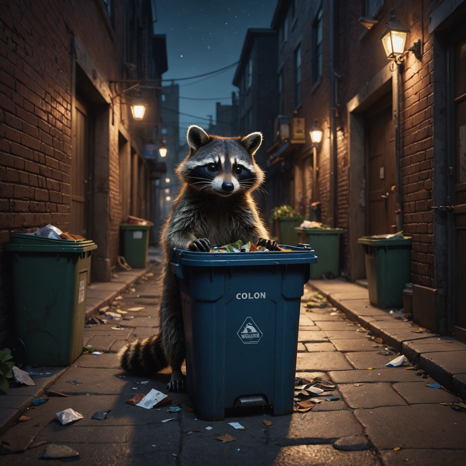 Raccoon's Nightly Garbage Can Investigation
