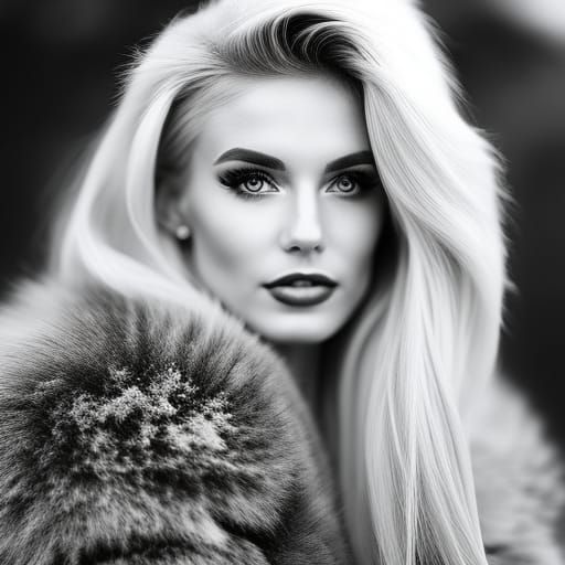 Blonde in Red Fur Coat: Professional Photography