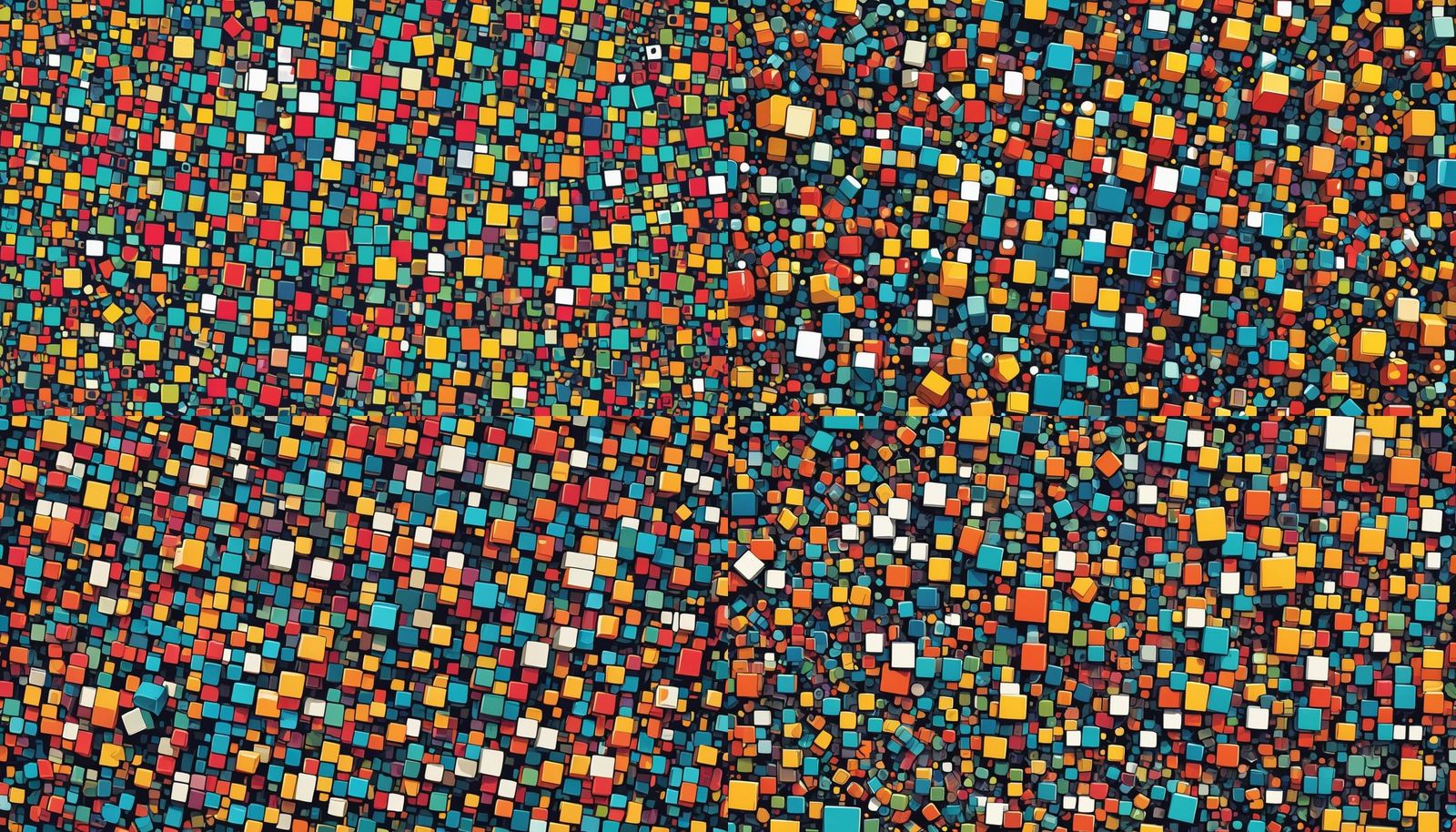 Colorful Cubist Tetris in Geometric Splash Art