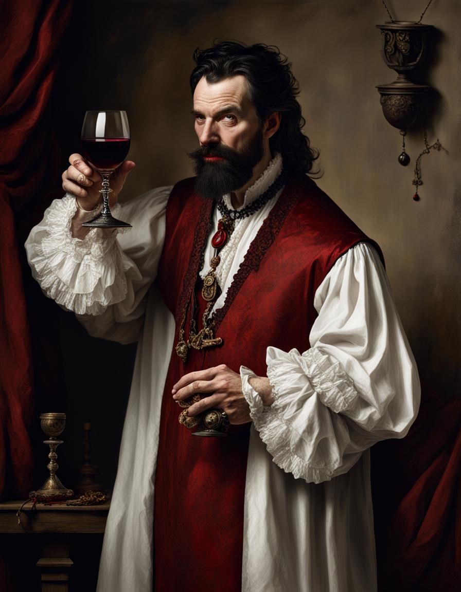 Sinister Vampire Aristocrat in 17th Century Robes