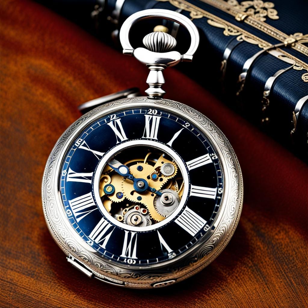 19th Century Silver Pocket Watch with Engraved Details