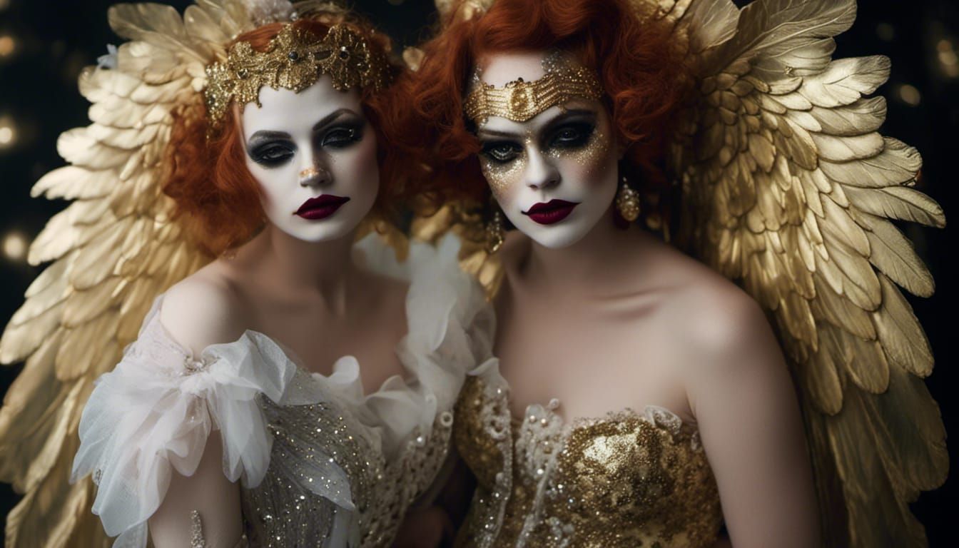 Ethereal Angel Clown in Vintage Lomography Style