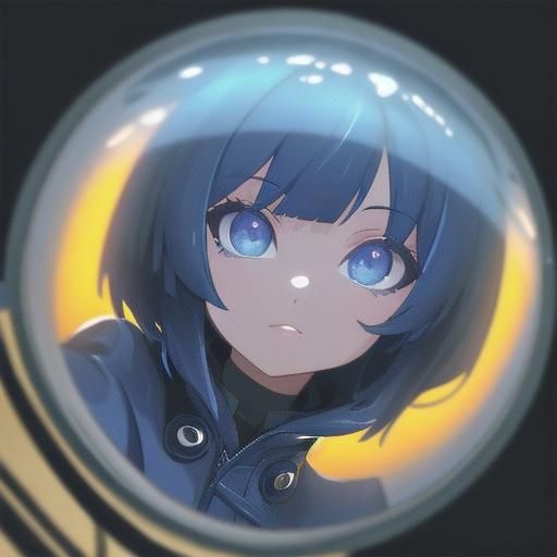 Girl in Blue Raincoat Selfie with Fisheye Lens