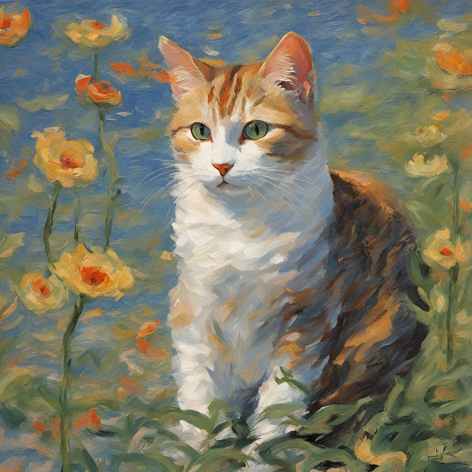 Cat in Impressionist Style