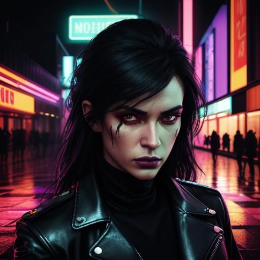 Hyperrealistic Airbrush Art of Woman in Leather Jacket