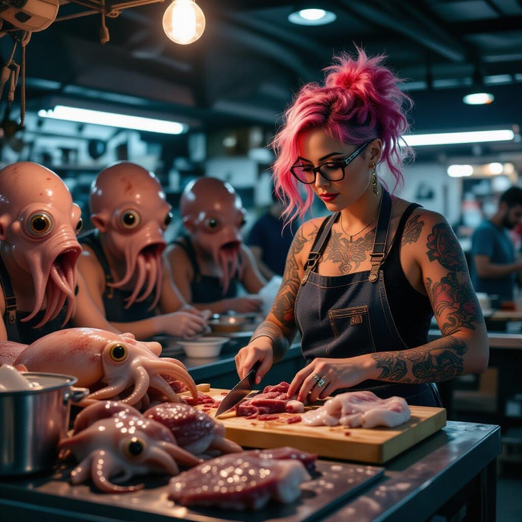 Intergalactic Meat Stall on Space Station