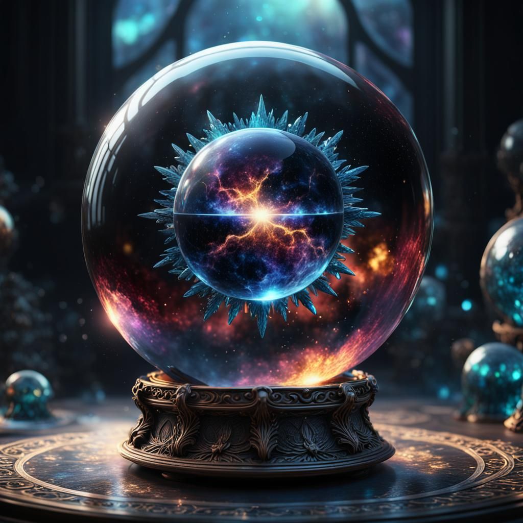Black Crystal Ball with Supernova, Detailed Matte Painting