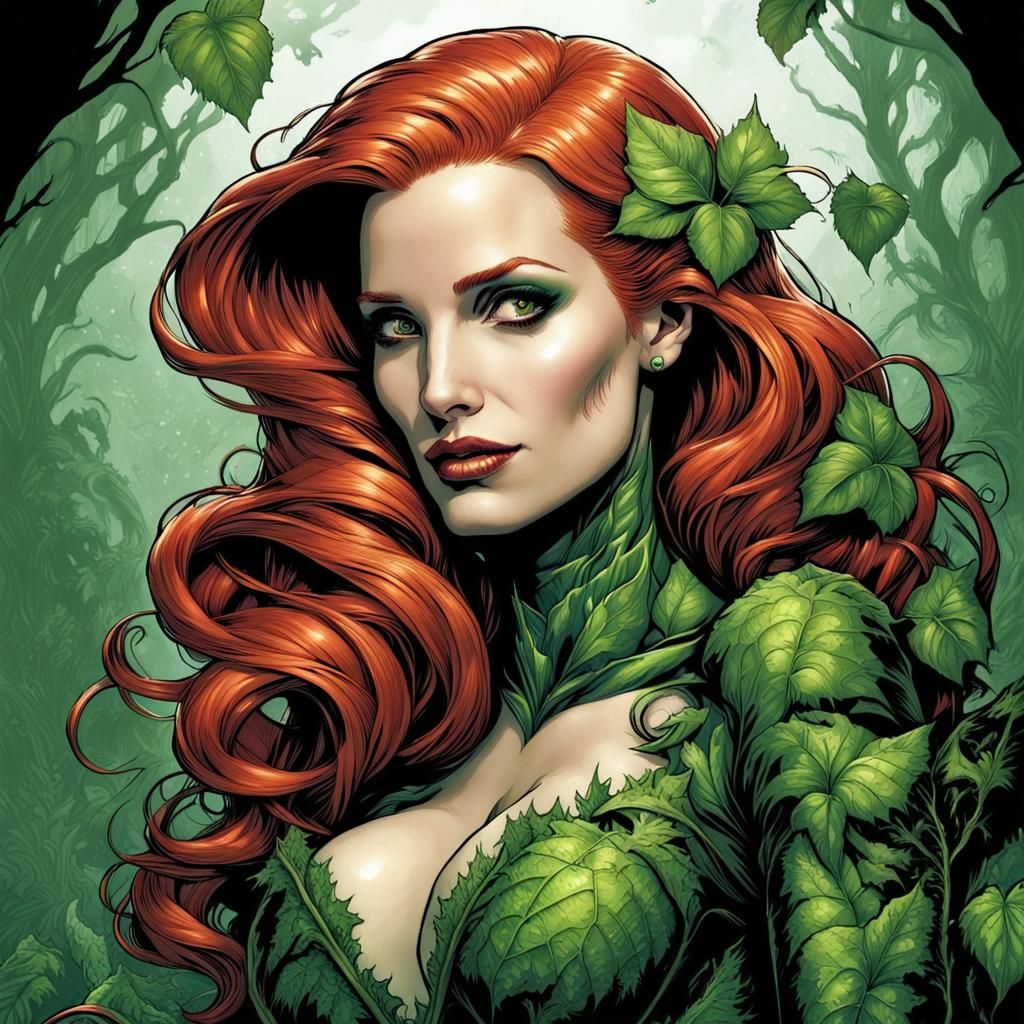 Jessica Chastain as Poison Ivy: Comic Book Art