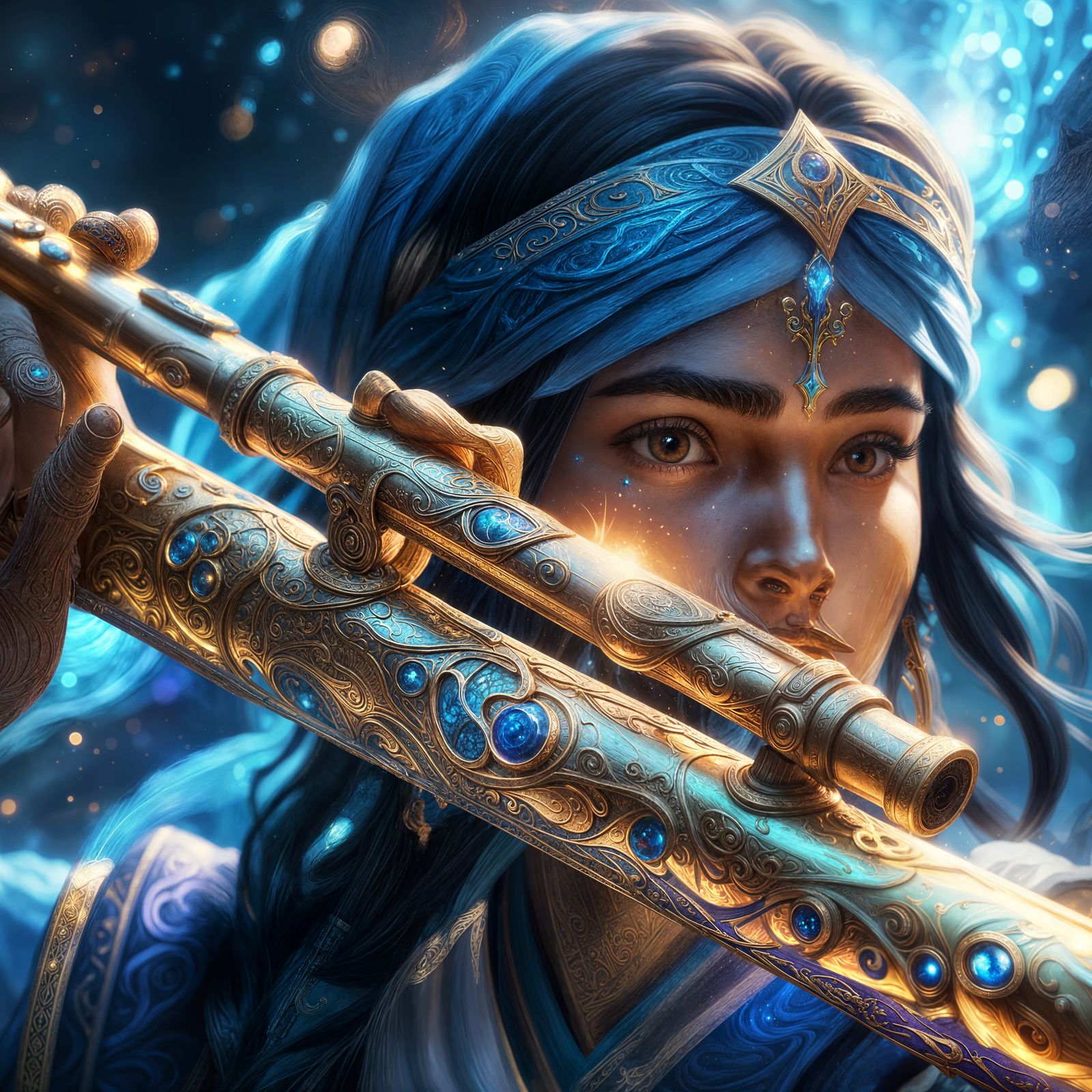 Flute Bo Staff: Unique Weapon in Detailed Digital Art