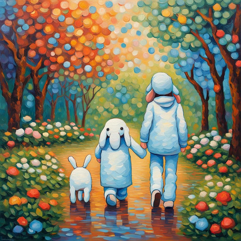 Cinnamoroll and Girlfriend in Expressionist Impasto Painting