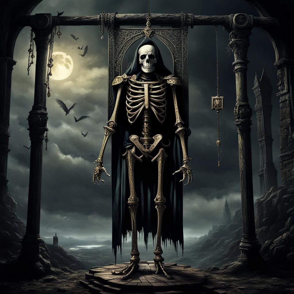 Gothic Tarot Card: 'Hangman' in Dark Fantasy