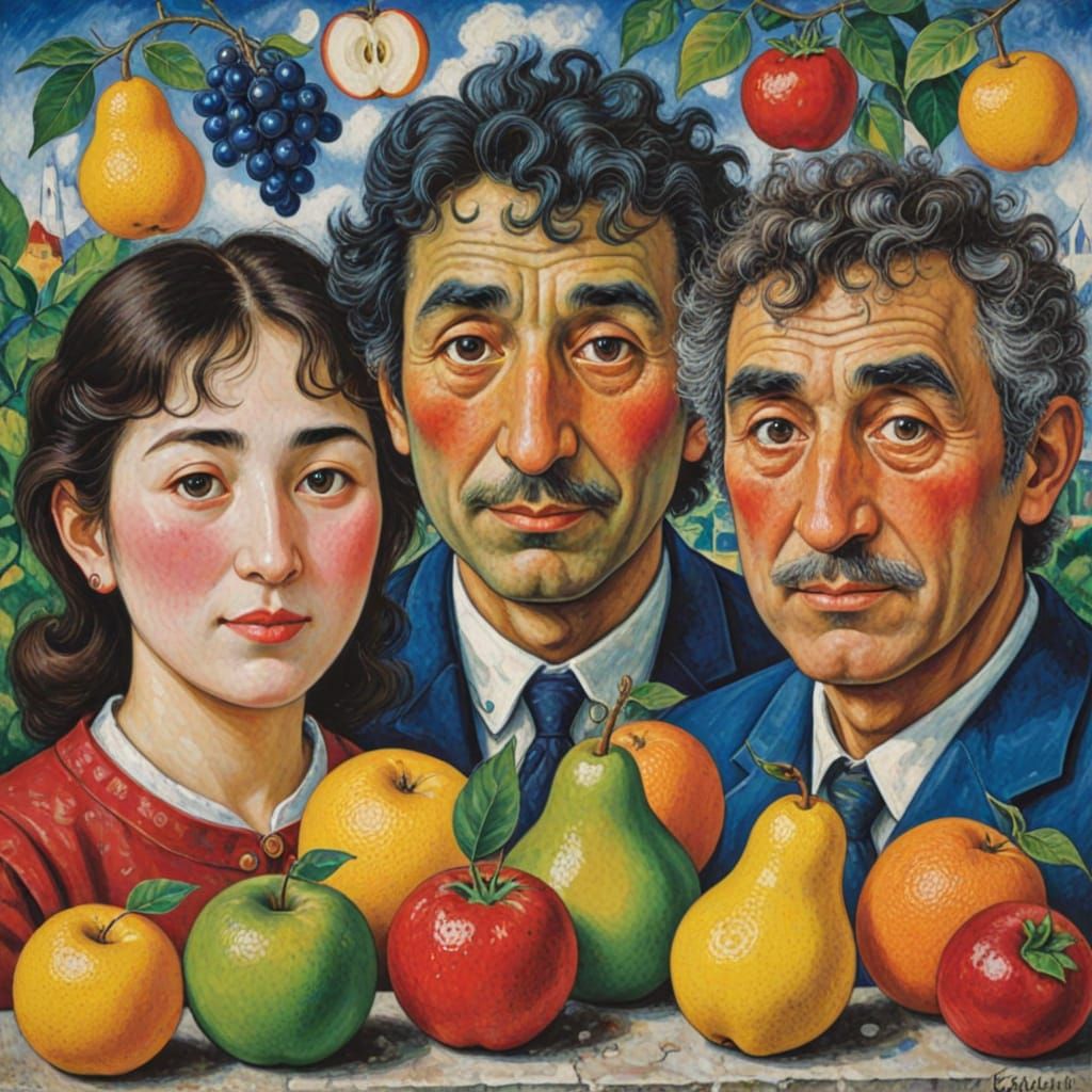 Fruit Portraits in the Style of Japanese and Russian Masters