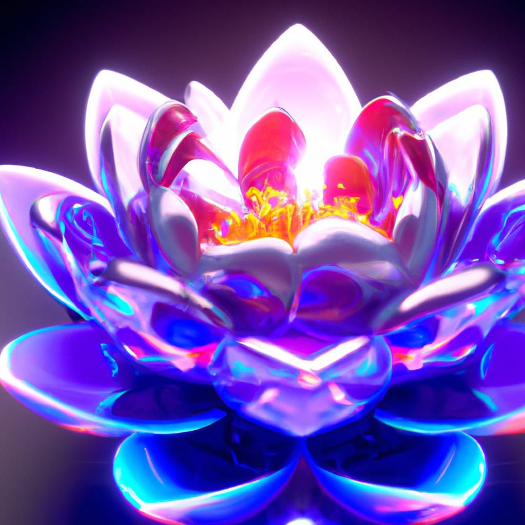 Bioluminescent Lotus Flower in 3D Graphics