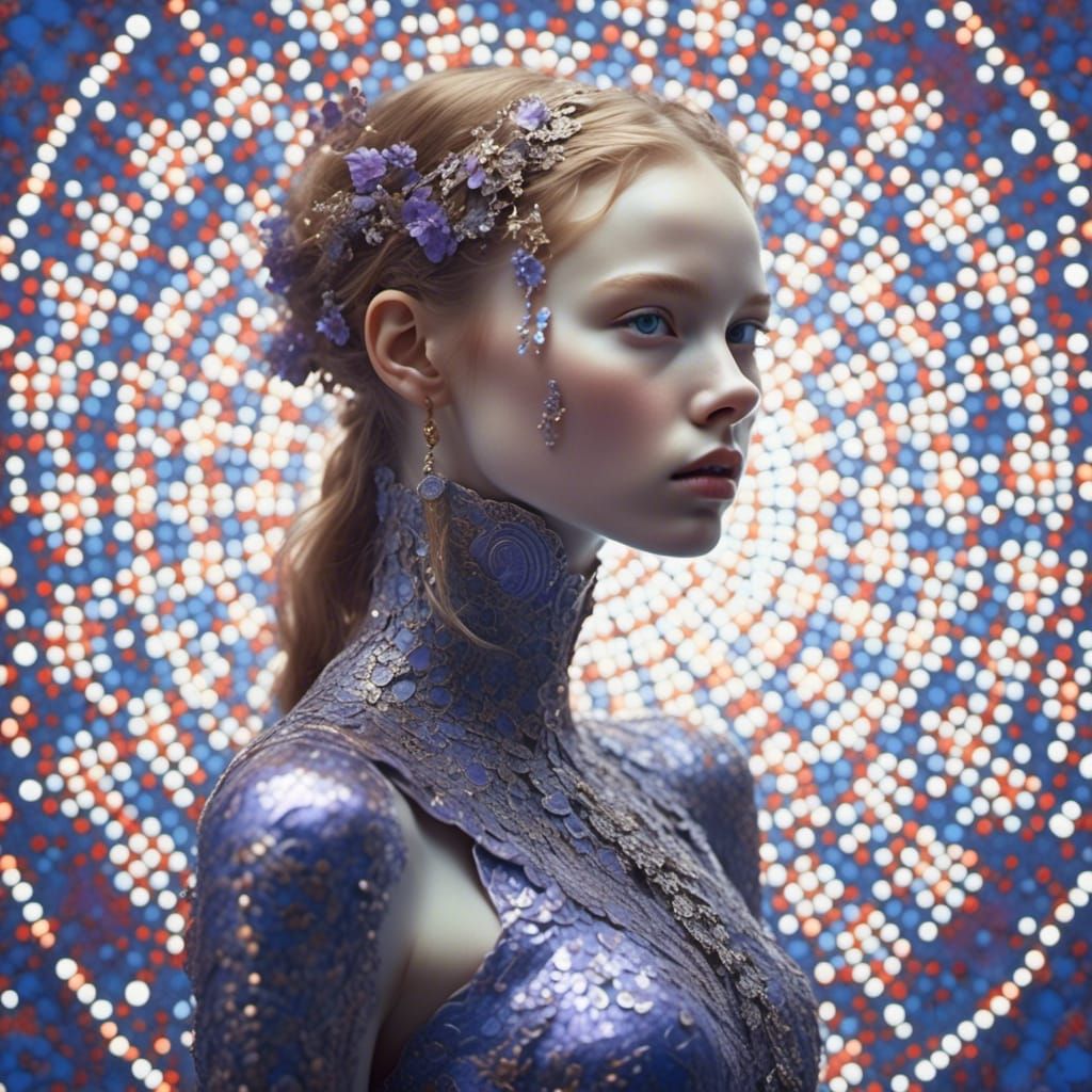 Darkly Pretty Woman with Neon Violet Backdrop