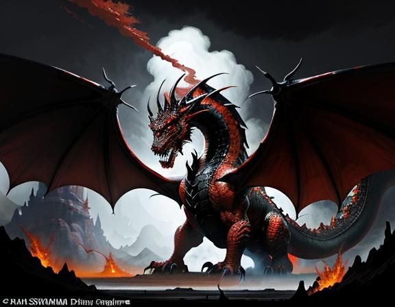 Majestic Dragon in Dynamic Fantasy Art Style