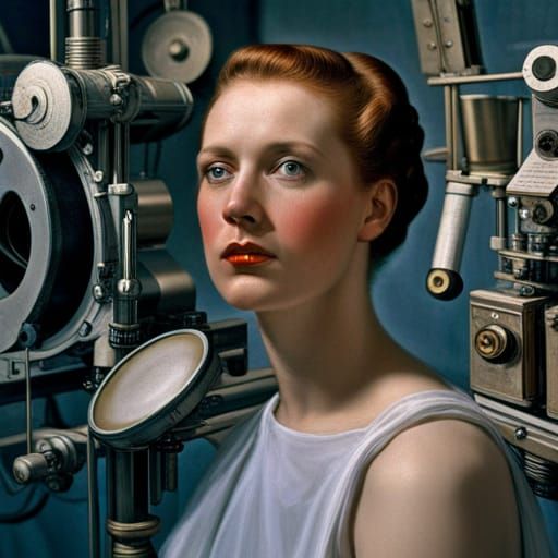 Cyberpunk Scientist in Retro Lab, Photography Style